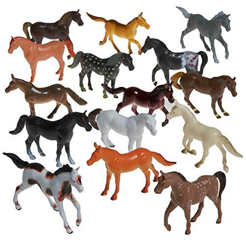 Prextex Plastic Horses Party Favors Best Toy Gift for Boys Prextex.com 16 Count All Different Horses in Various Poses and Colors 